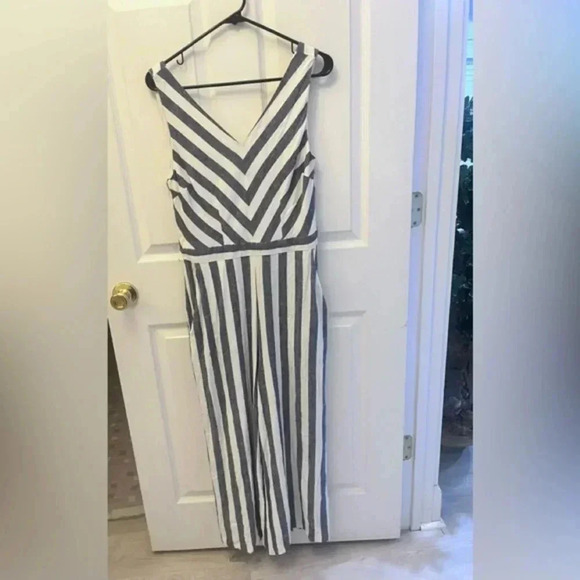 PHILOSOPHY-womens jumpsuit blue/white stripe - Picture 1 of 3